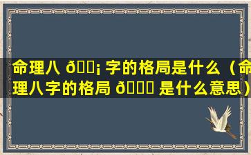 命理八 🐡 字的格局是什么（命理八字的格局 🐅 是什么意思）